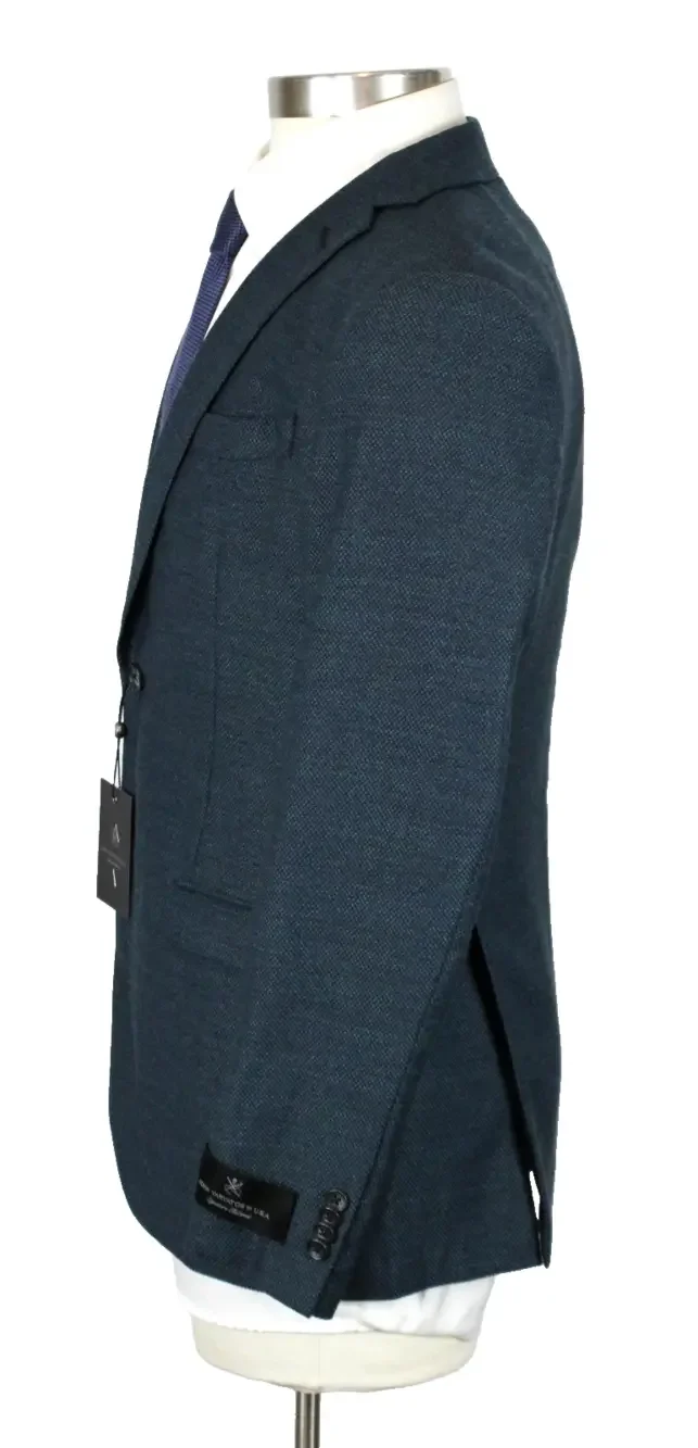 John Varvatos Varick Jacket Mens 40 R Wool Slim Fit Green Blue Check